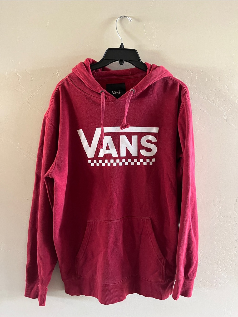 Vans Men's Maroon Hoodie with White Logo